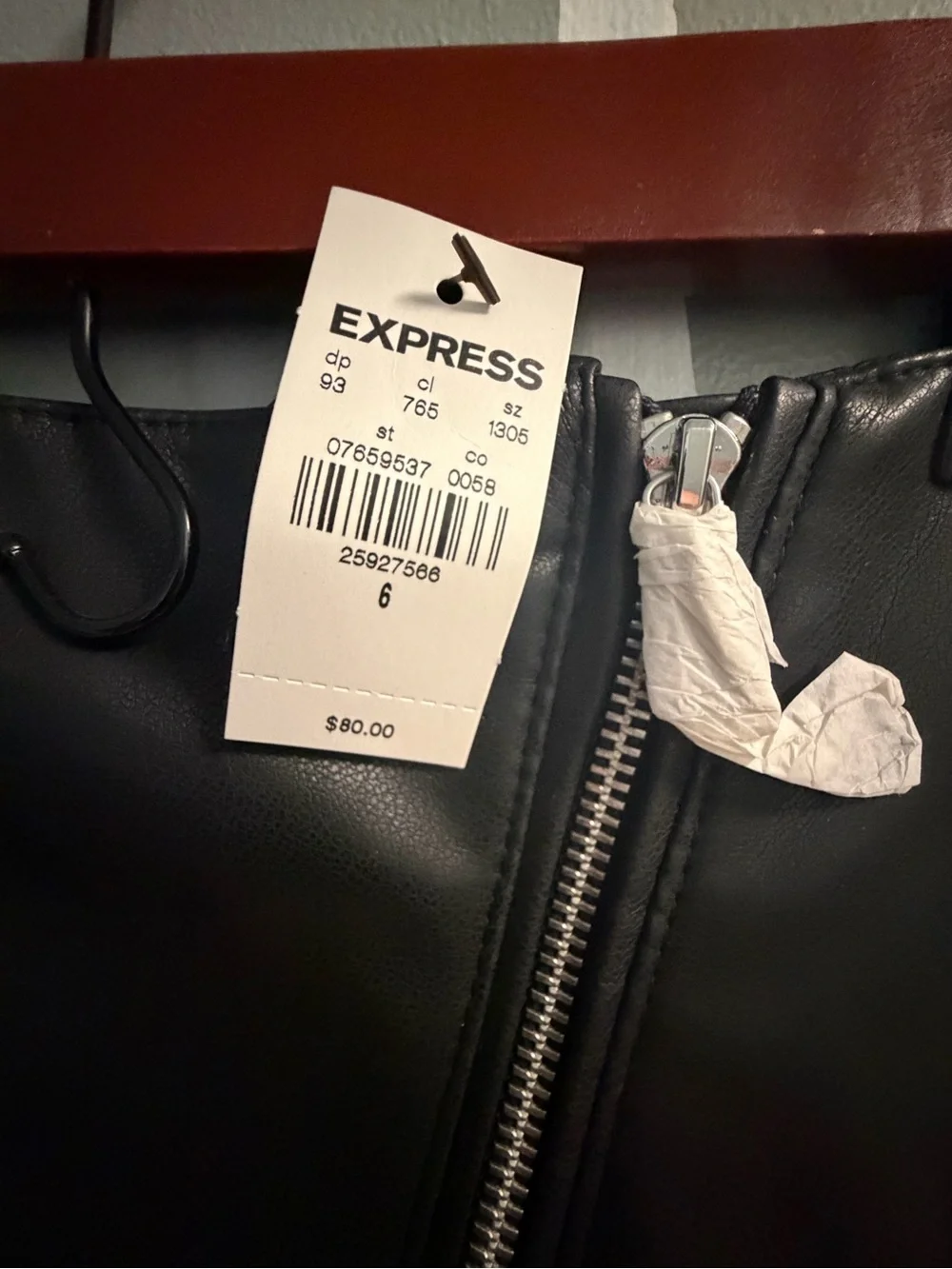 Express Black Faux Leather Zip-Front Skirt